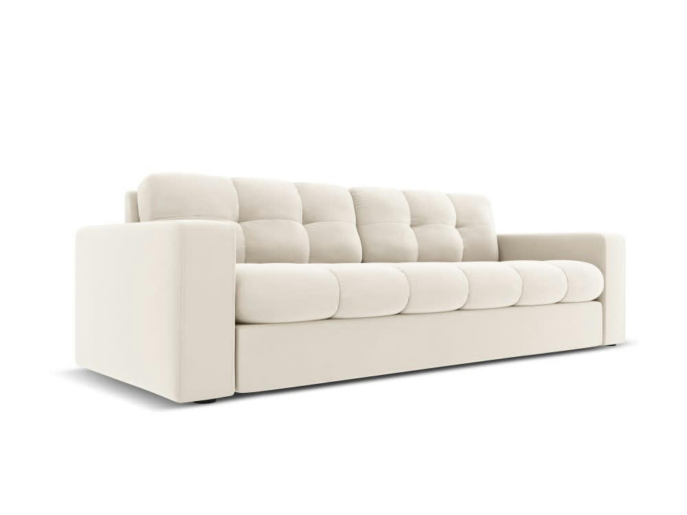 JUSTIN - Canapé 3 places en velours beige clair