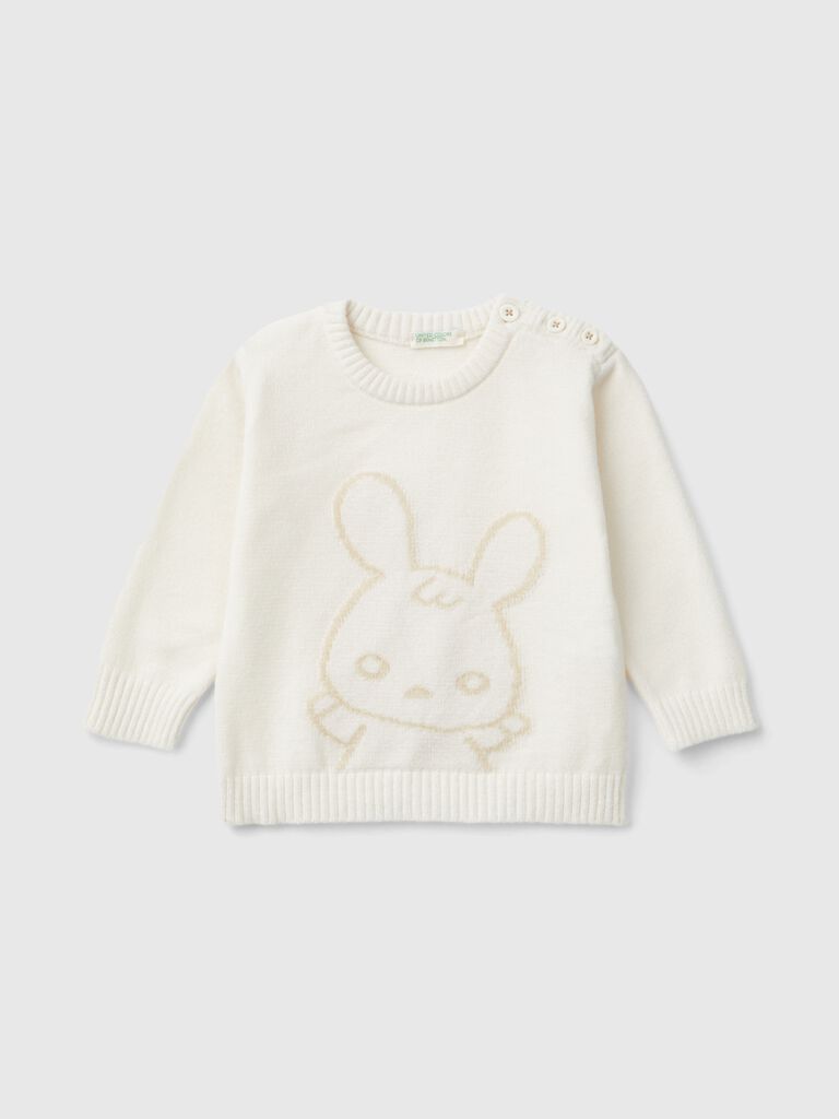 Sweater with bunny inlay