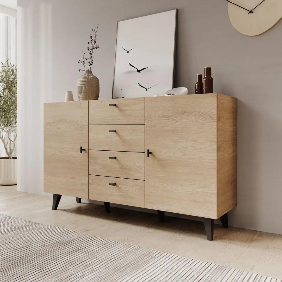 Meubella - Vornas 2 - Dressoir - Eikenpatroon - 151x40x90 cm