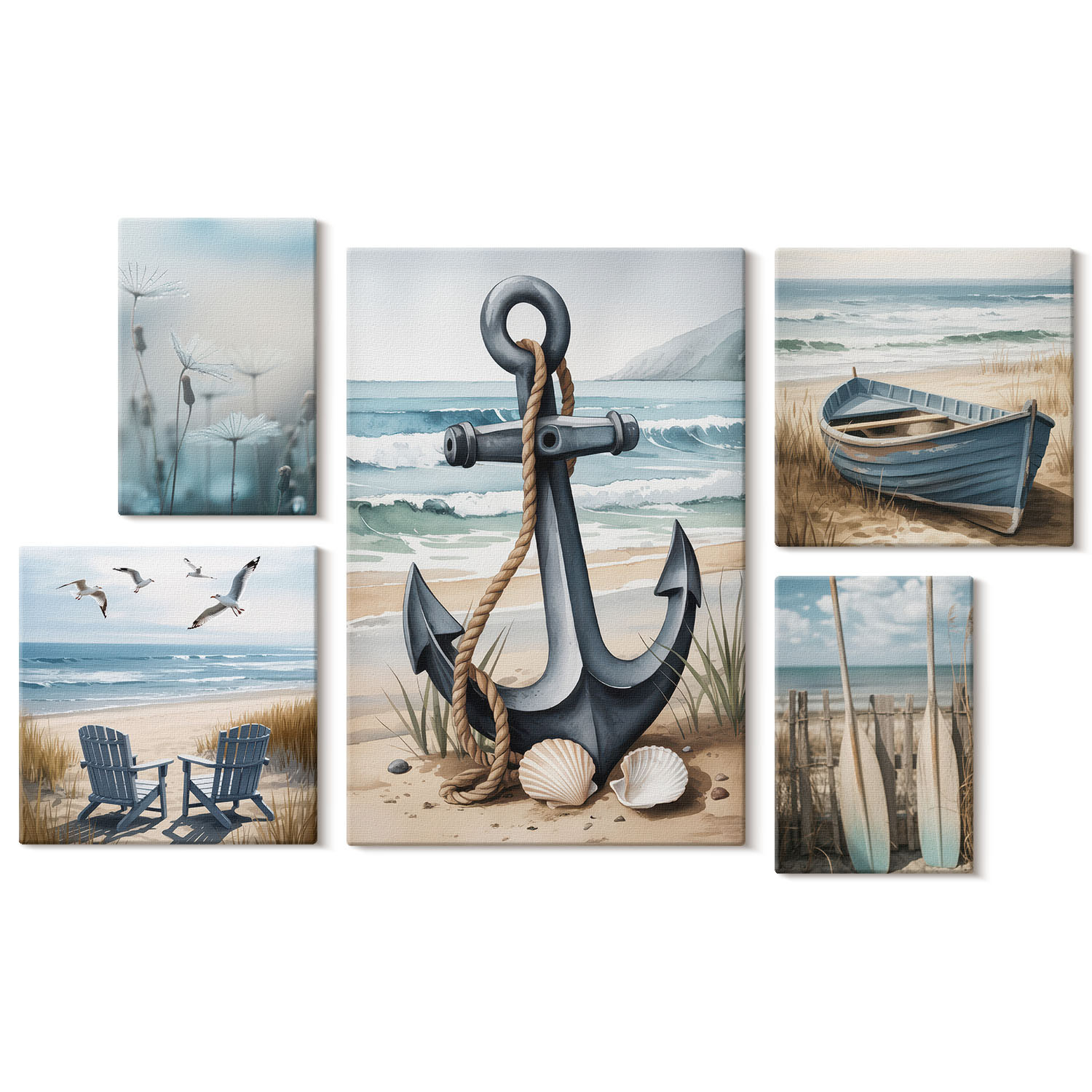 Obraz canvas 5 części Styl nadmorski|20x30, 30x30, 40x60|Wallfluent