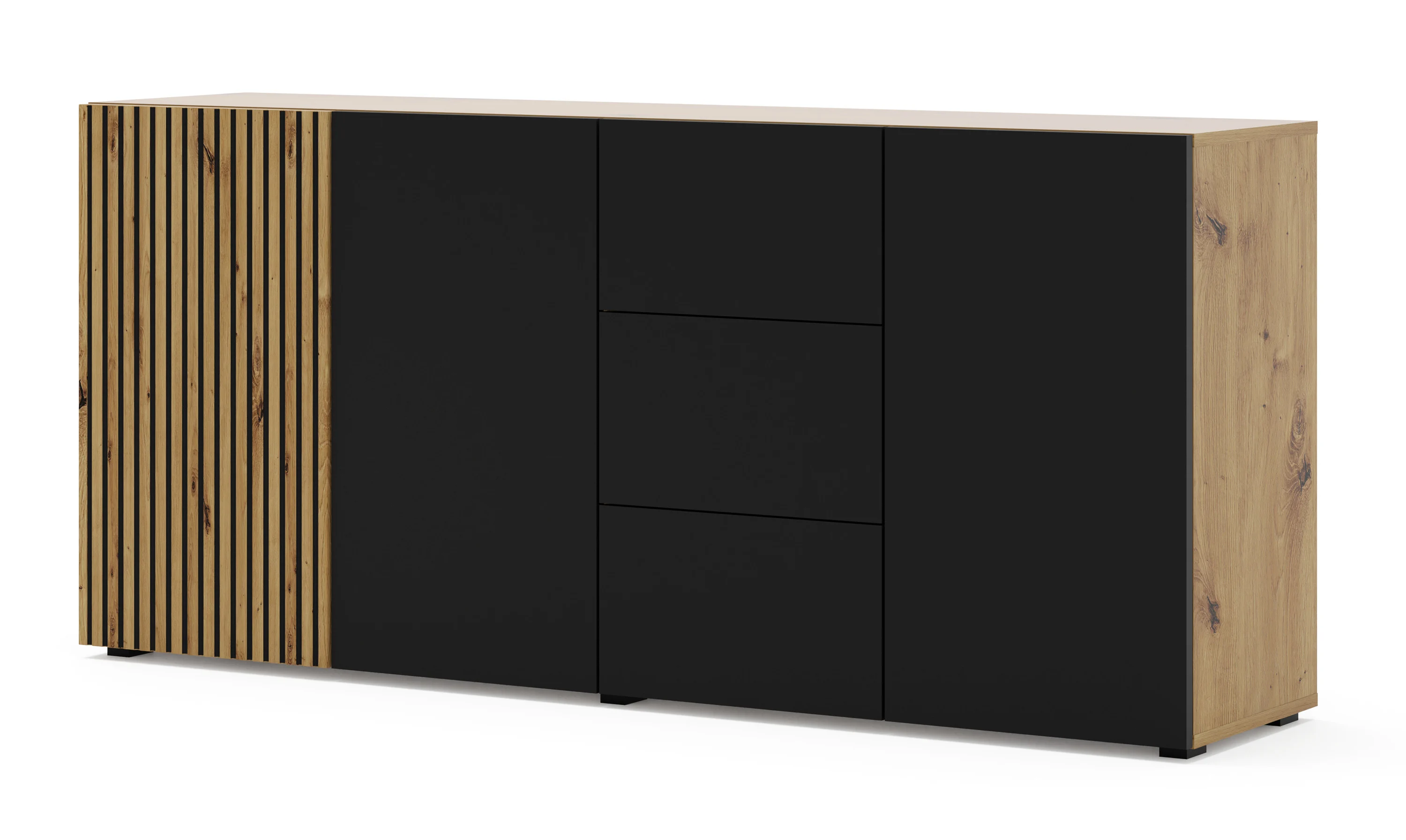 Komoda AURIS 3D3S 180 cm dąb artisan / czarny mat