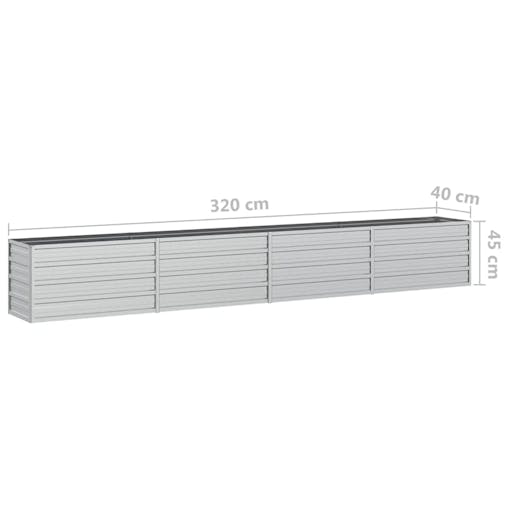NNEVL Garden Raised Bed 320x40x45 cm Galvanized Steel Silver
