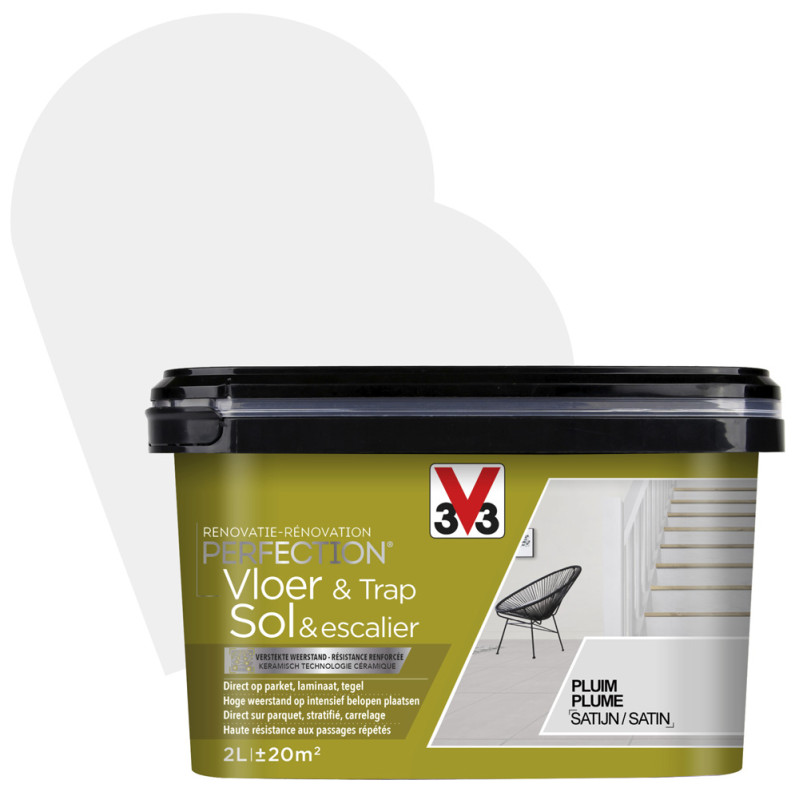 Peinture de rénovation pour sol et escalier Plume satin 2 L V33