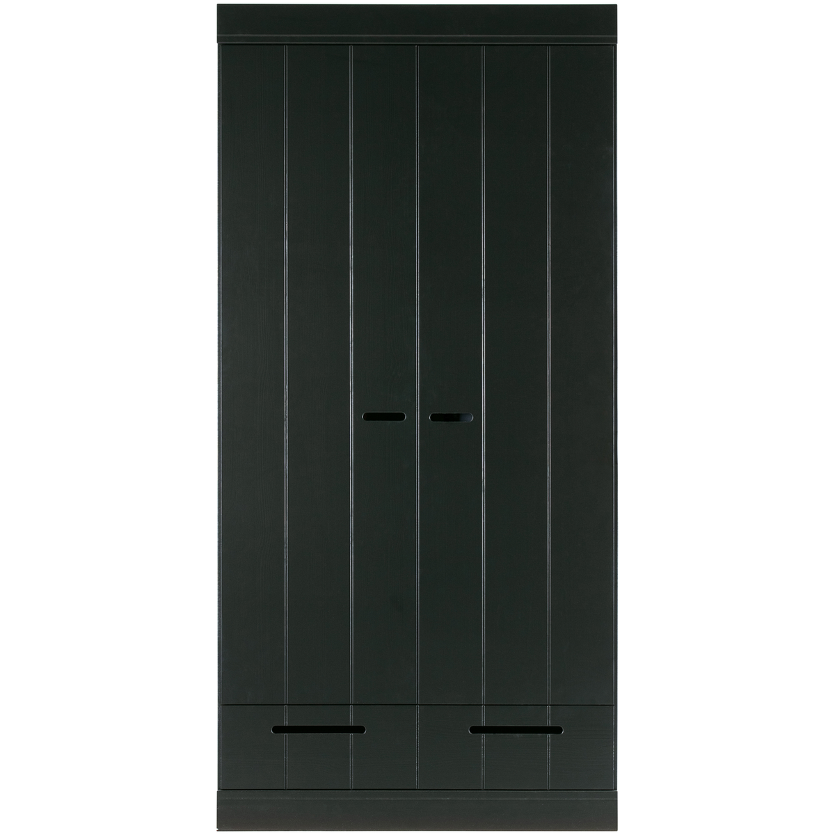 WOOOD kledingkast 2-deurs met lade Connect - Grenen - Zwart - 195x94x53