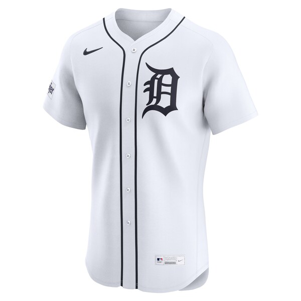 Detroit Tigers Nike Home Elite Sponsor Patch Custom Jersey - White