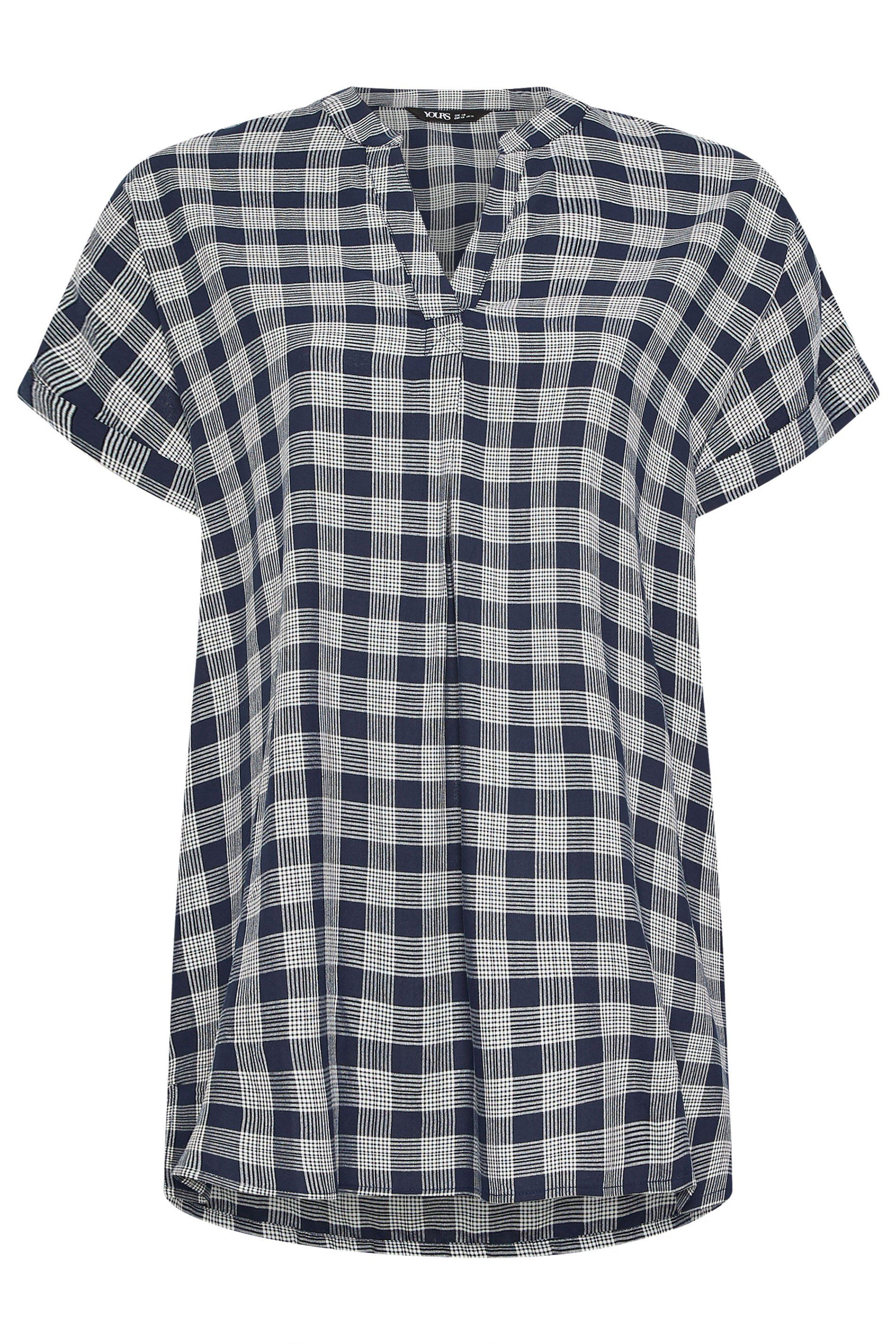Yours Check Pleated Top