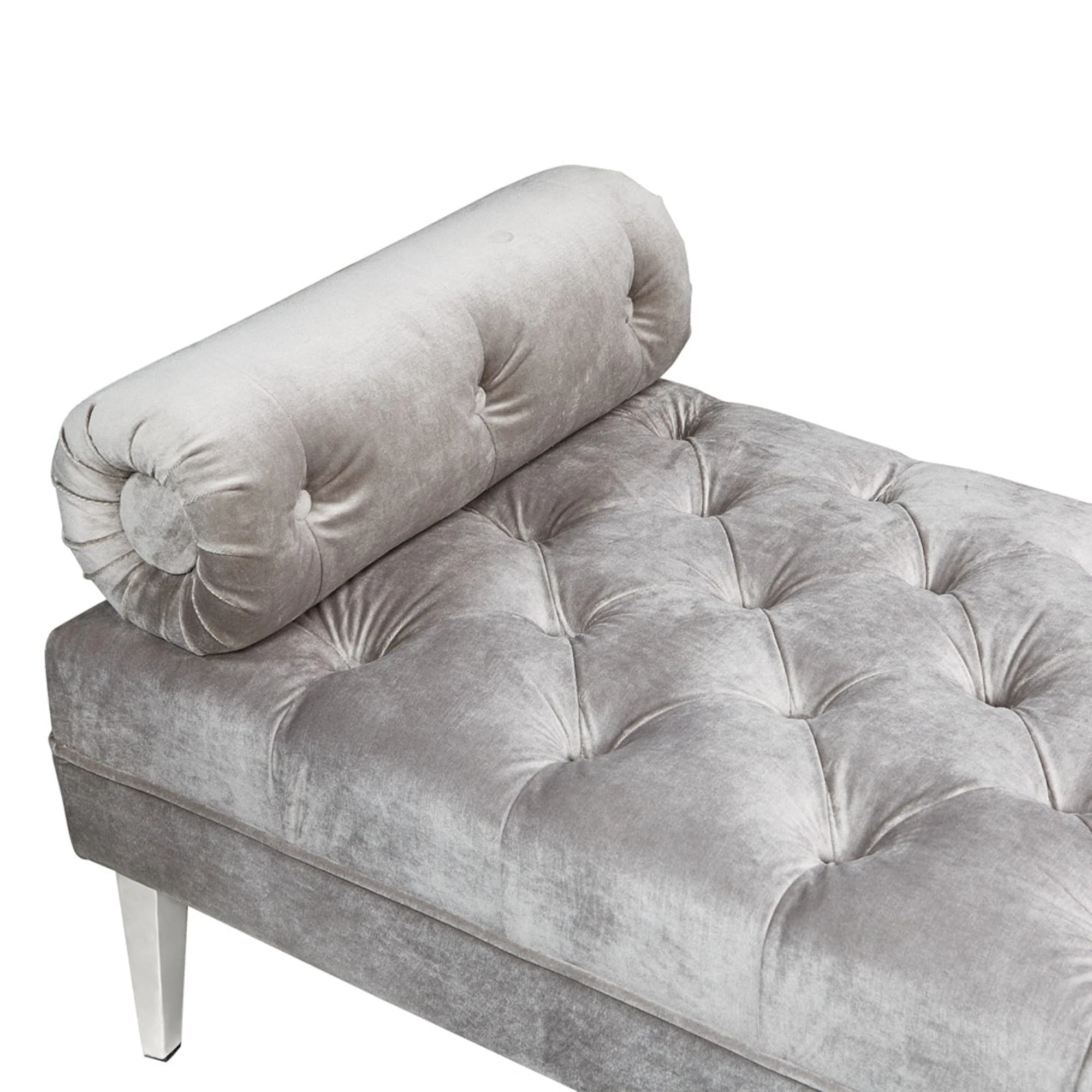 Uptown Club Cape Grey Velvet Upholstered Living Room Bench