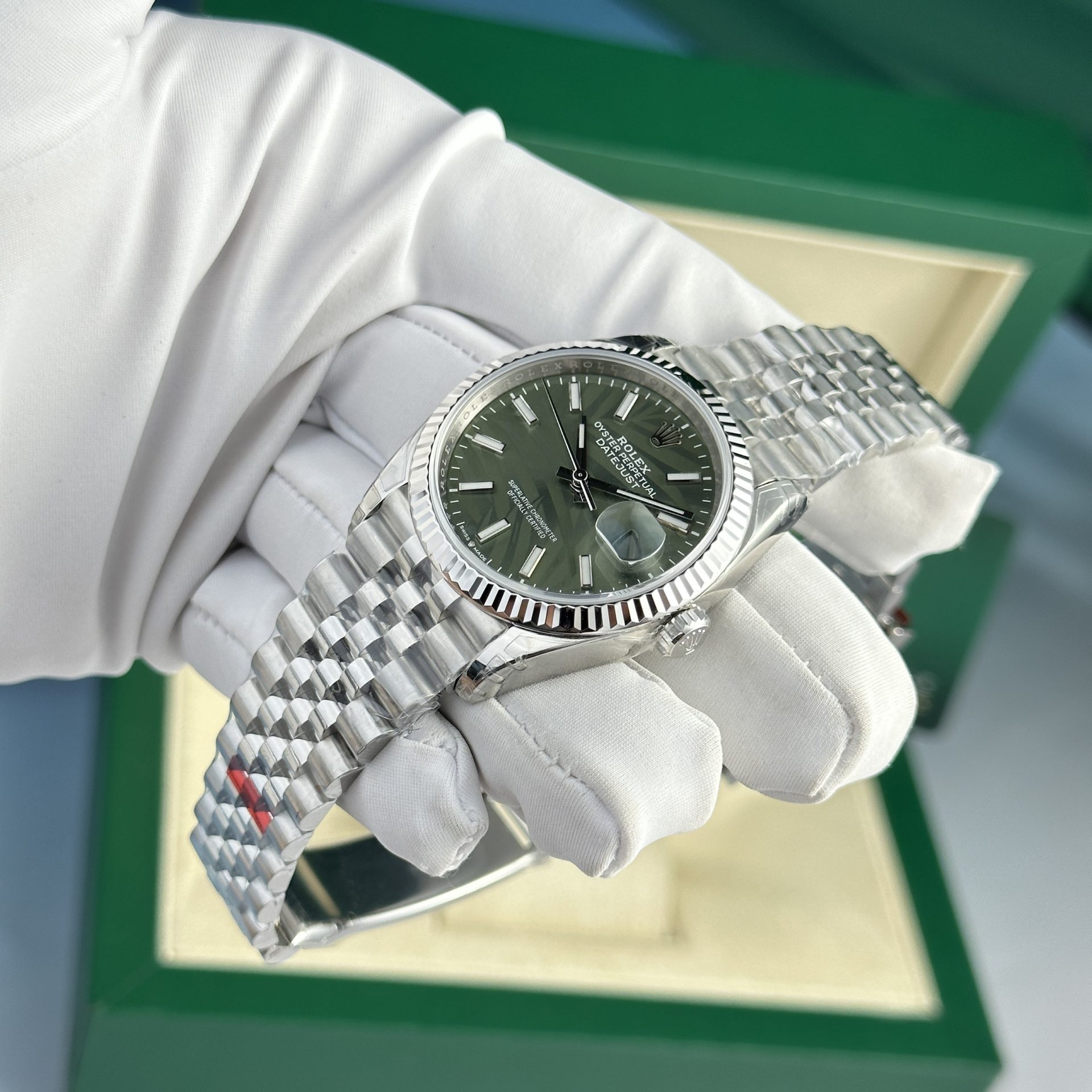 Rolex Datejust 126234 904L Steel Green Palm Dial 36mm Jub Super Clone