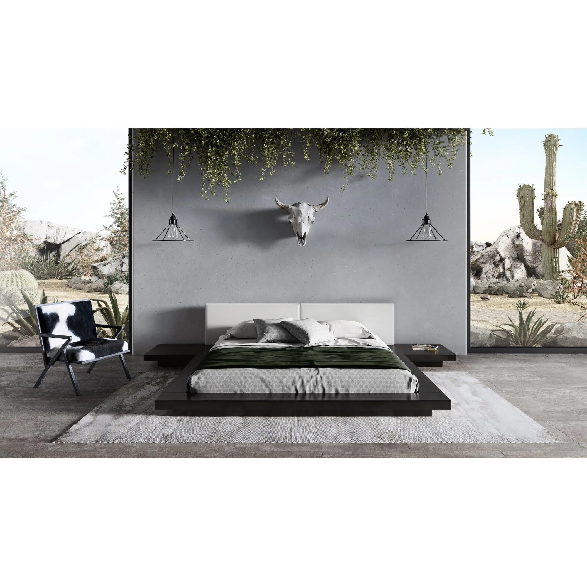 Modrest Tokyo Contemporary Black and White Platform Bed