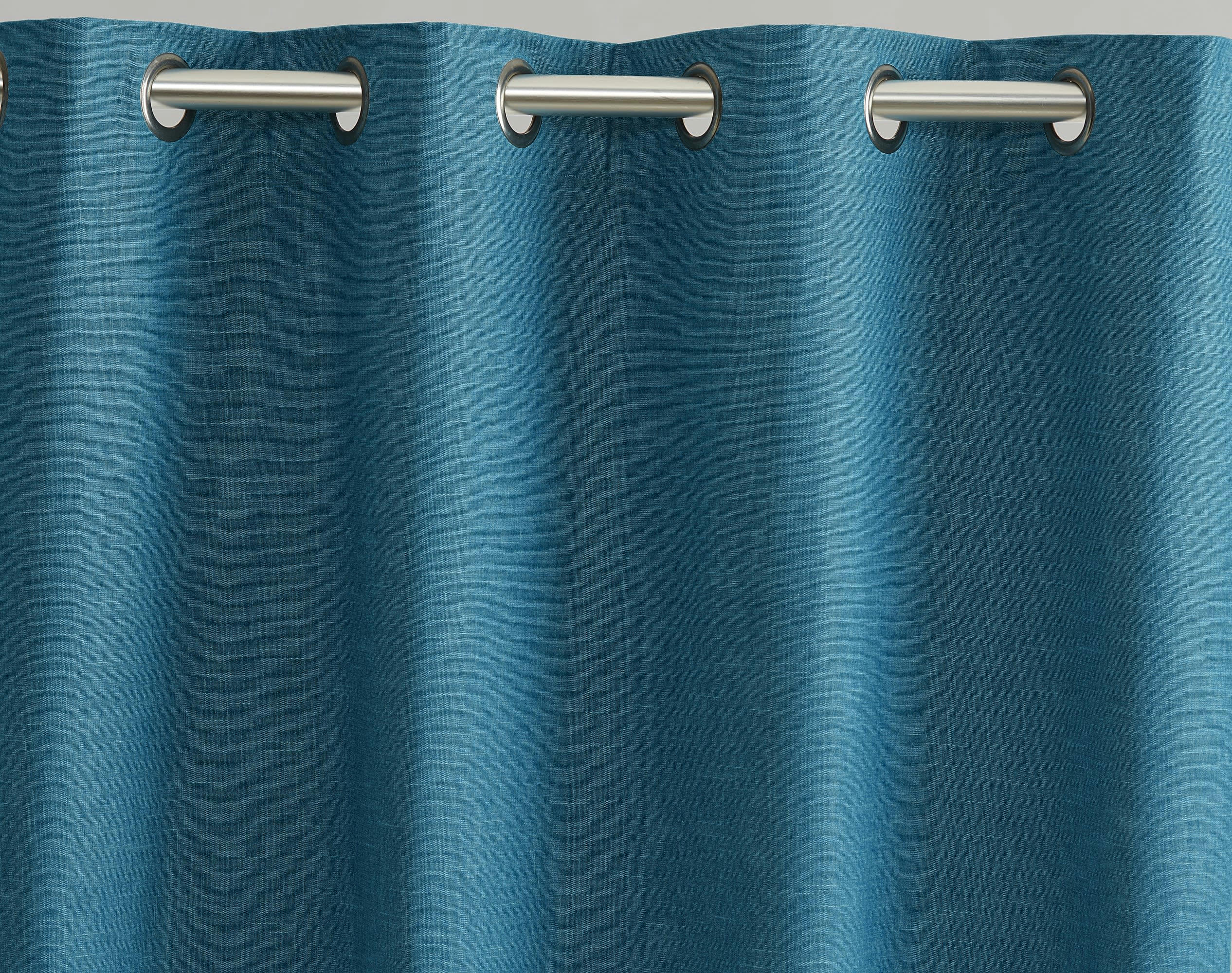 ALPS - Rideau à l'unité monté sur œillet 135x260 en coton bleu
