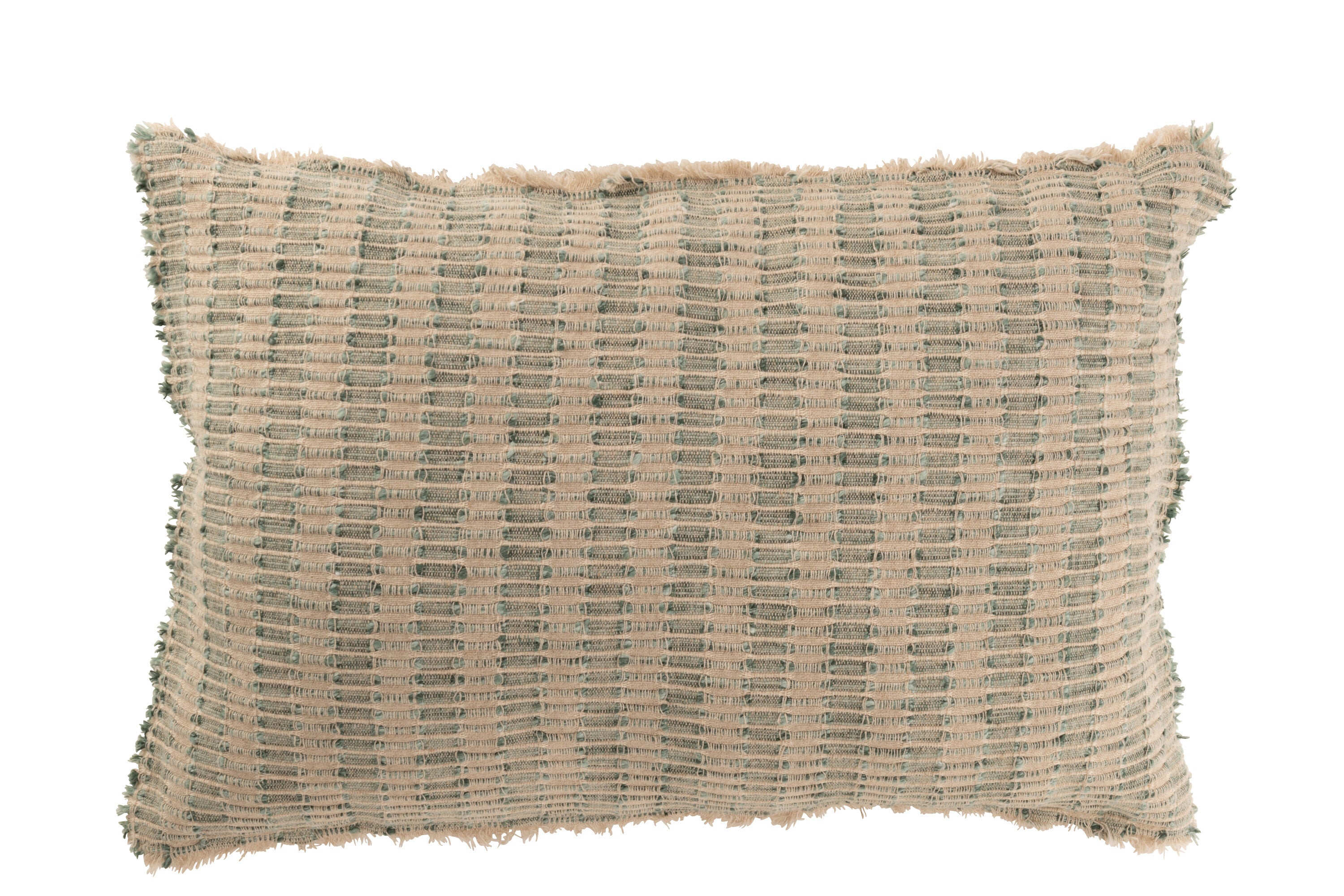 J-Line kussen Textuur - katoen linnen - groen beige