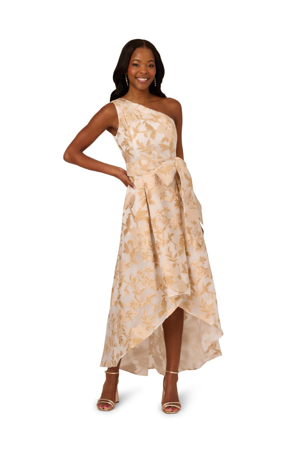 Adrianna Papell One Shoulder High Low Gown