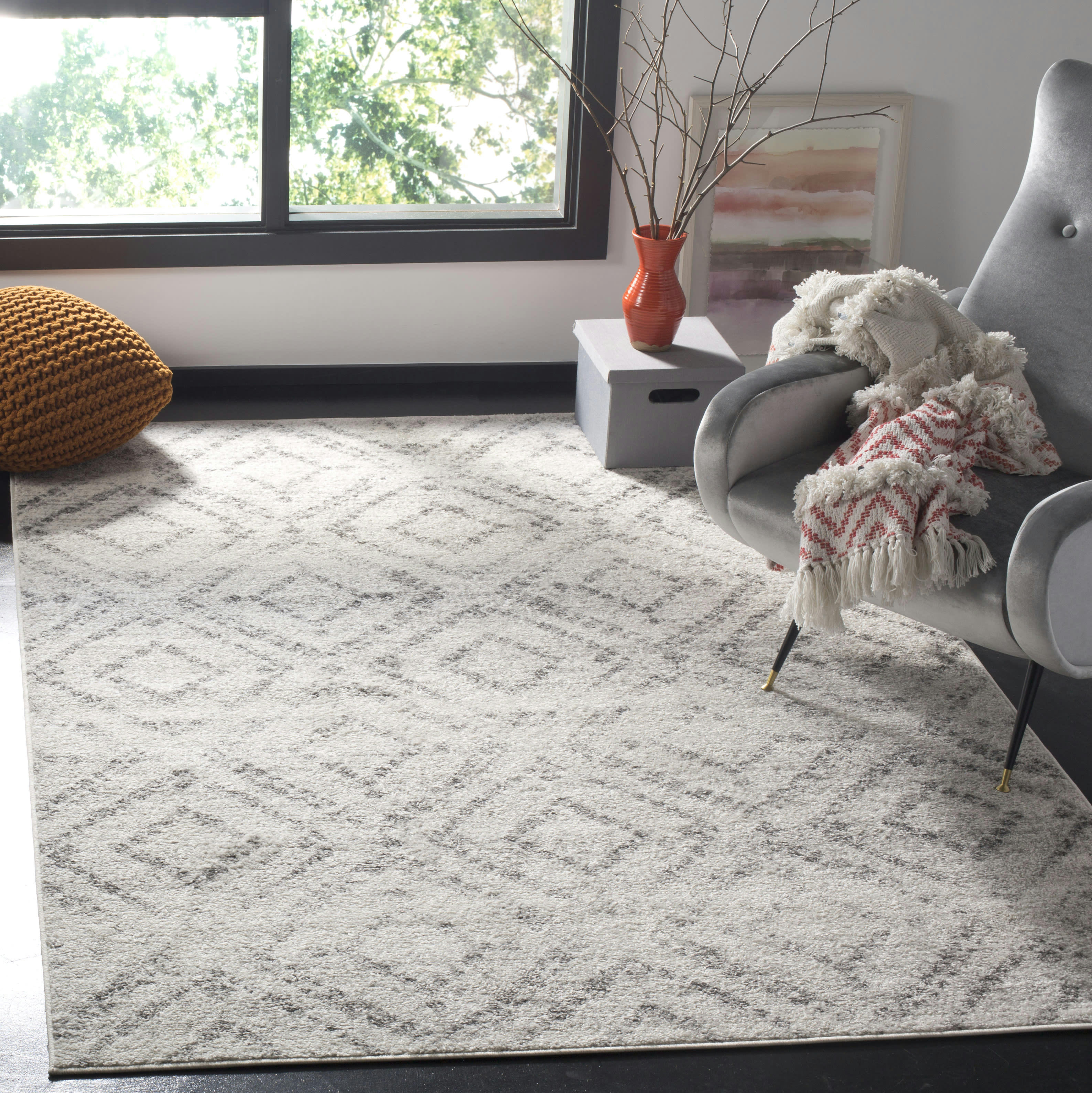 ADIRONDACK - Tapis de salon interieur en gris clair & gris, 122 x 183 cm