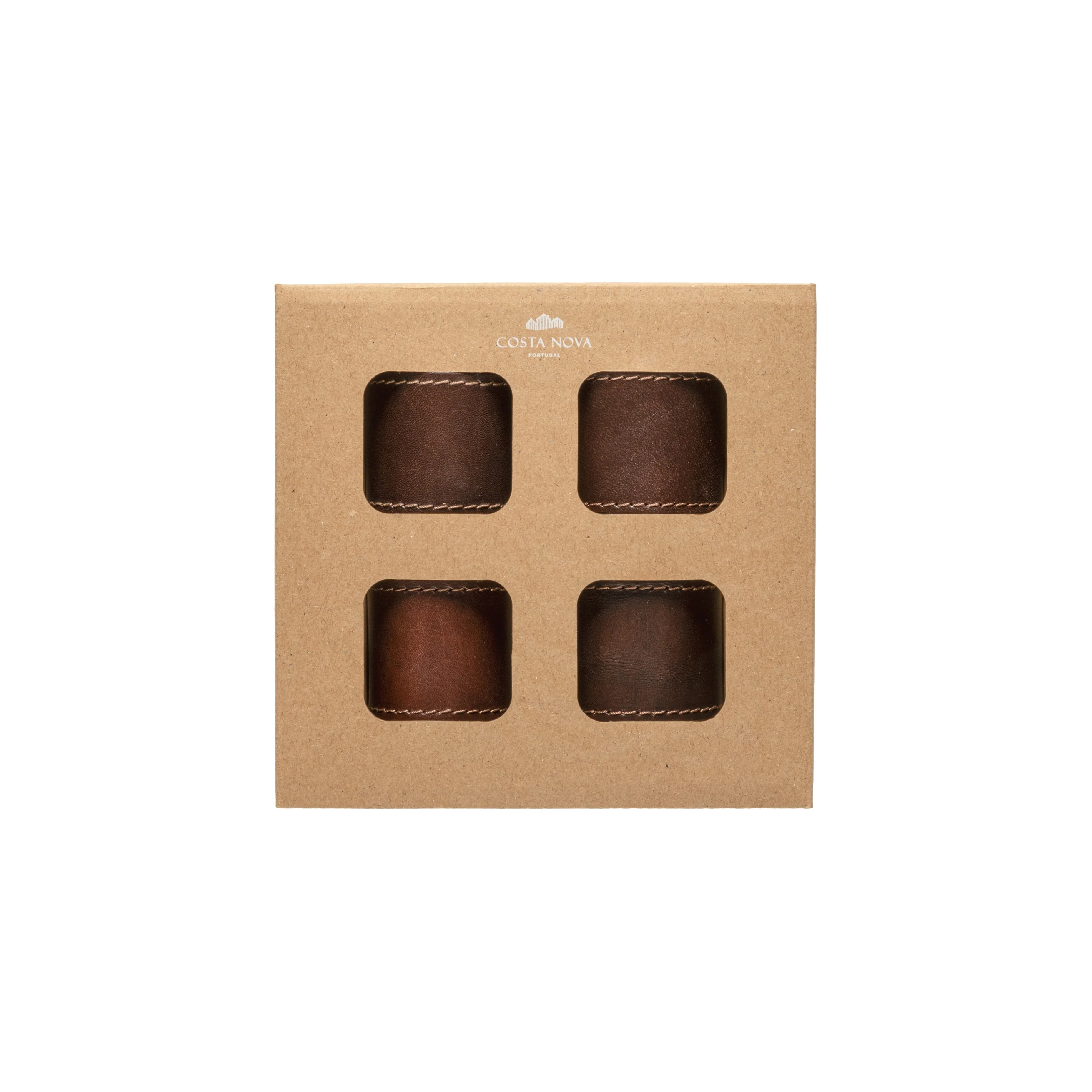 Set 4 Leather Napkin Rings Leather