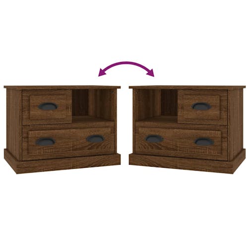 NNEVL Bedside Cabinet Brown Oak 60x39x45 cm