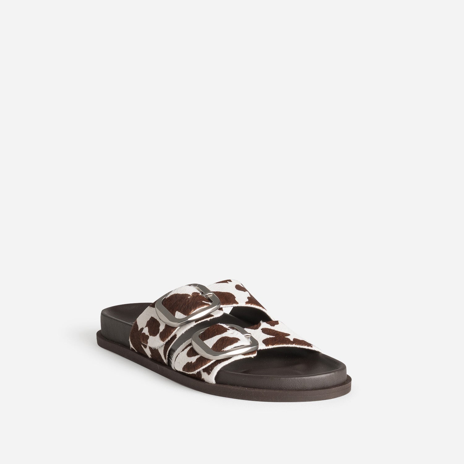 Mule anatomique TEXTO marron cuir motif vache