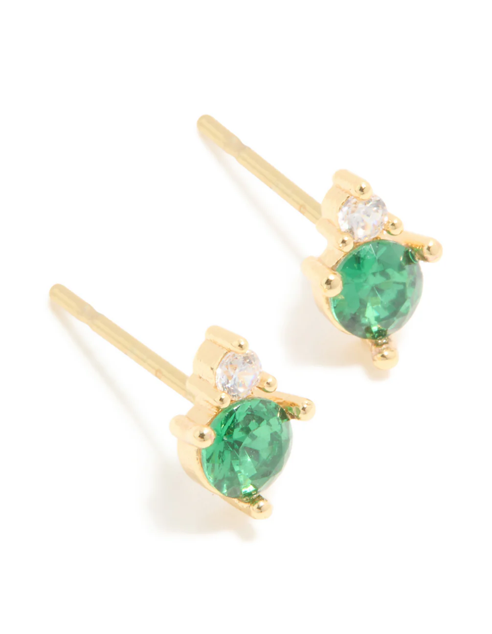 Waterproof Gold Plated Stainless Steel May Cubic Zirconia Duo Stud Earrings