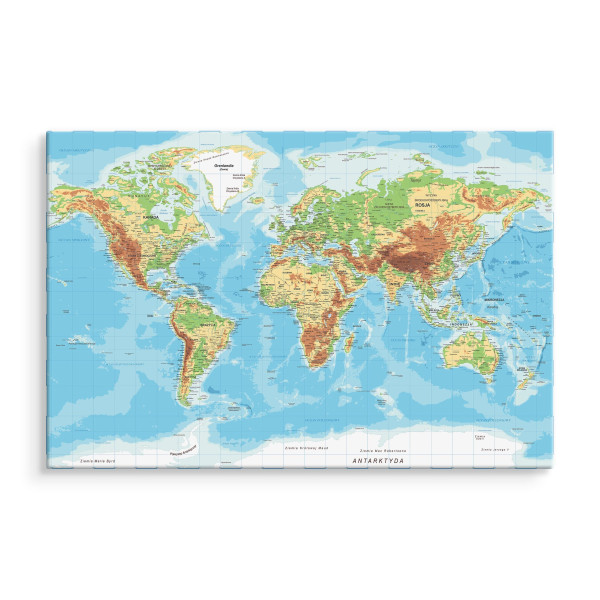 Obraz Fizyczna Mapa Świata 30x20cm