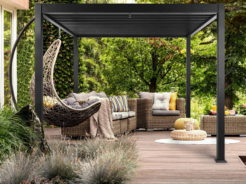 Pawilon ogrodowy altana 310 x 310 cm metalowy czarny