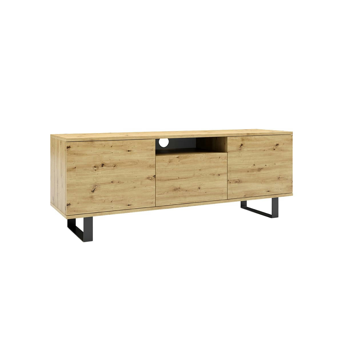 - Meuble TV 3 portes 150 cm stratifiés, métal naturel