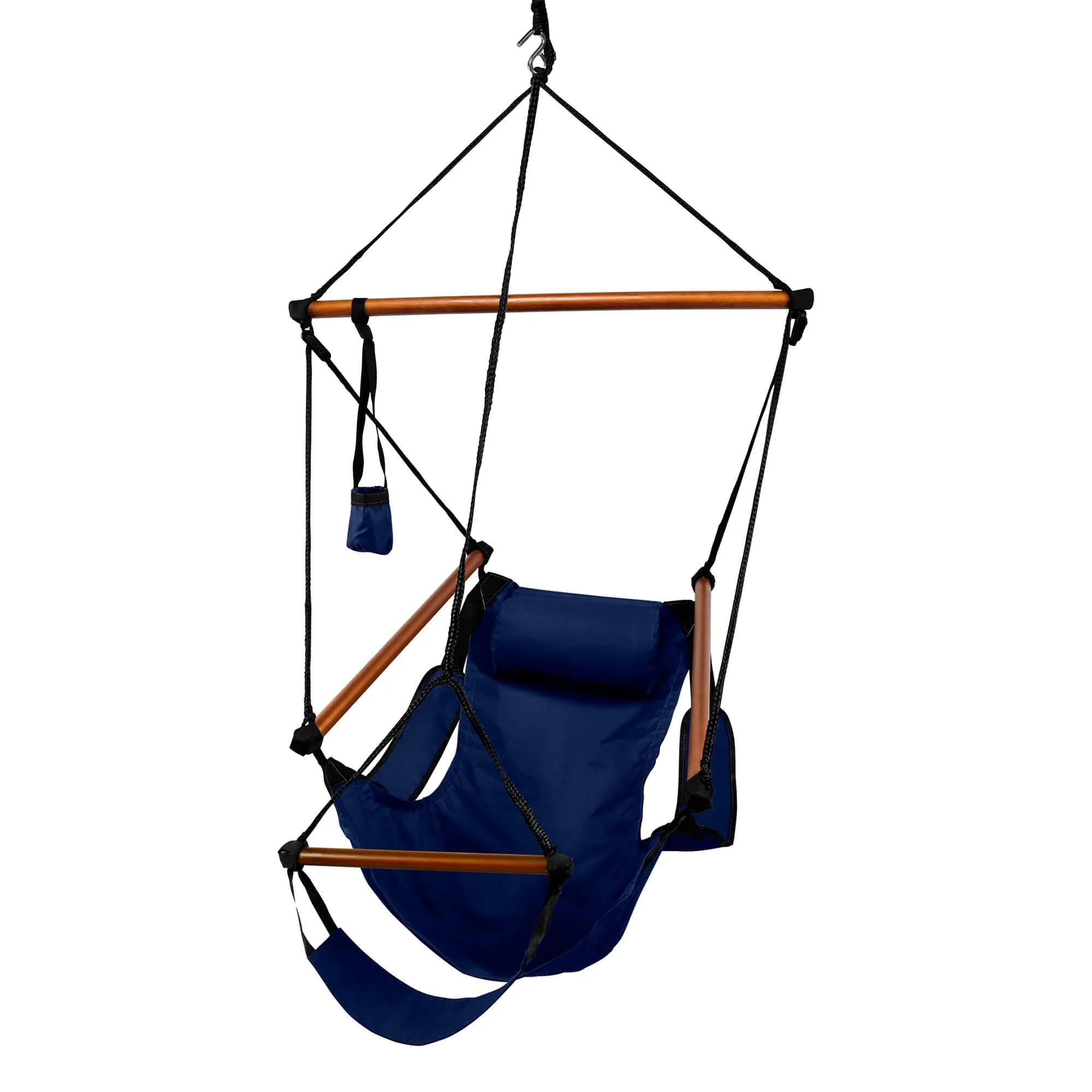 Deluxe Hanging Wood Zero-gravity Hammock Chair with Cup Holder