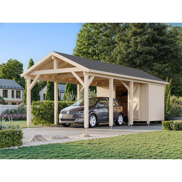 Carport »Robert«, Aufstellmaße BxTxH: 361 x 764 x 301 cm, unbehandelt, Holz