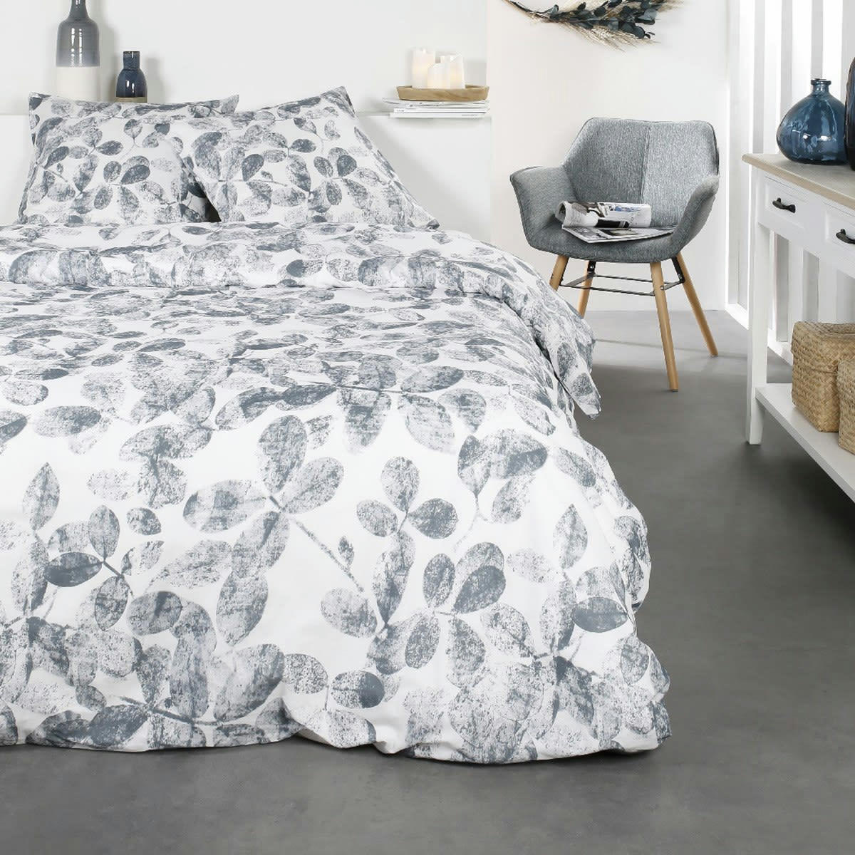 SUNSHINE GAEL - Parure de lit 2 personnes imprimé en Coton Bleu 240x260 cm