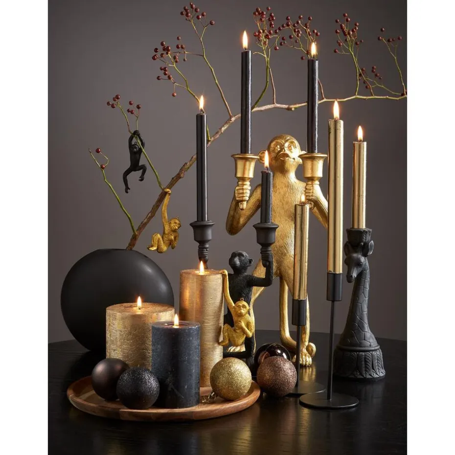 Kwantum Kaarsen & Theelichten | Kaarsen & Theelichten | Kaars Rustiek Goud 7×17 Cm 007X017CM