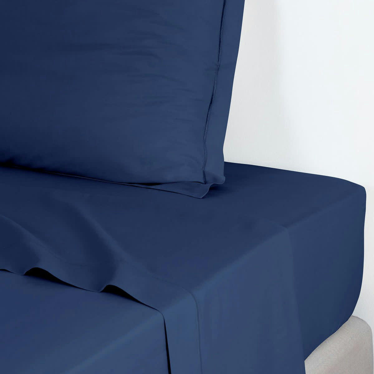 JULIA - Drap plat satin de coton  240x300 bleu indigo