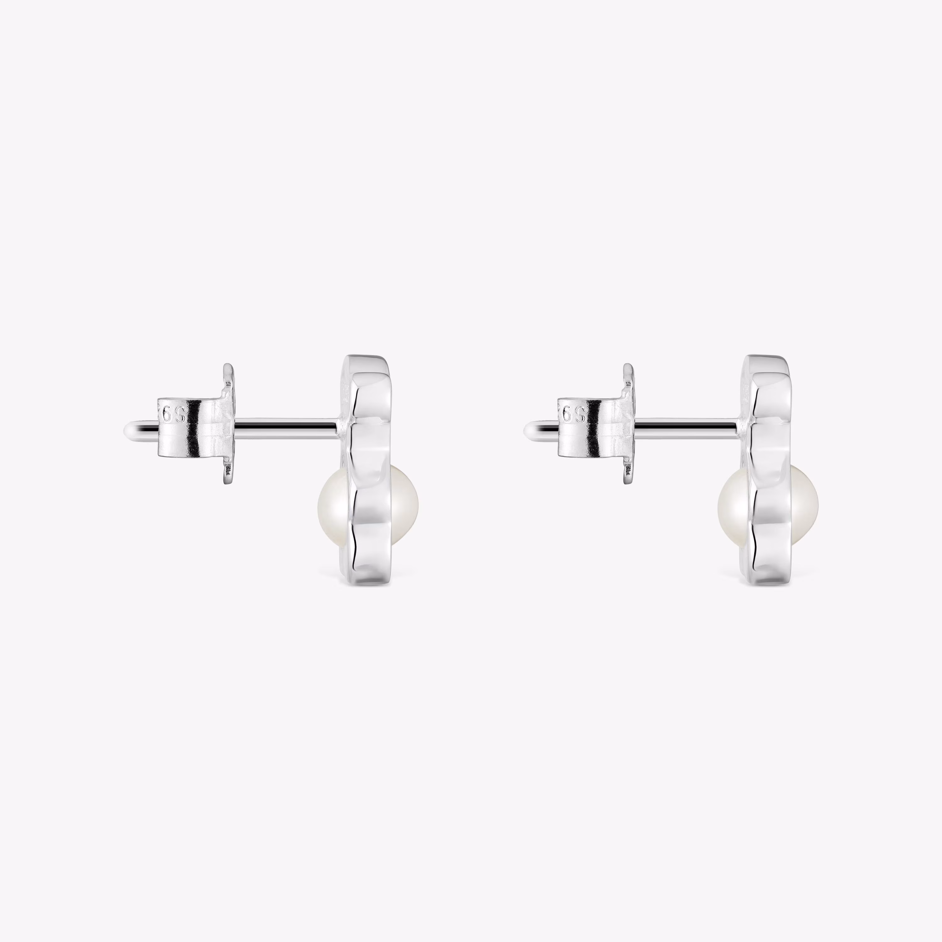 Pendientes pequeños oso de plata con perlas cultivadas 10 mm I-Bear
