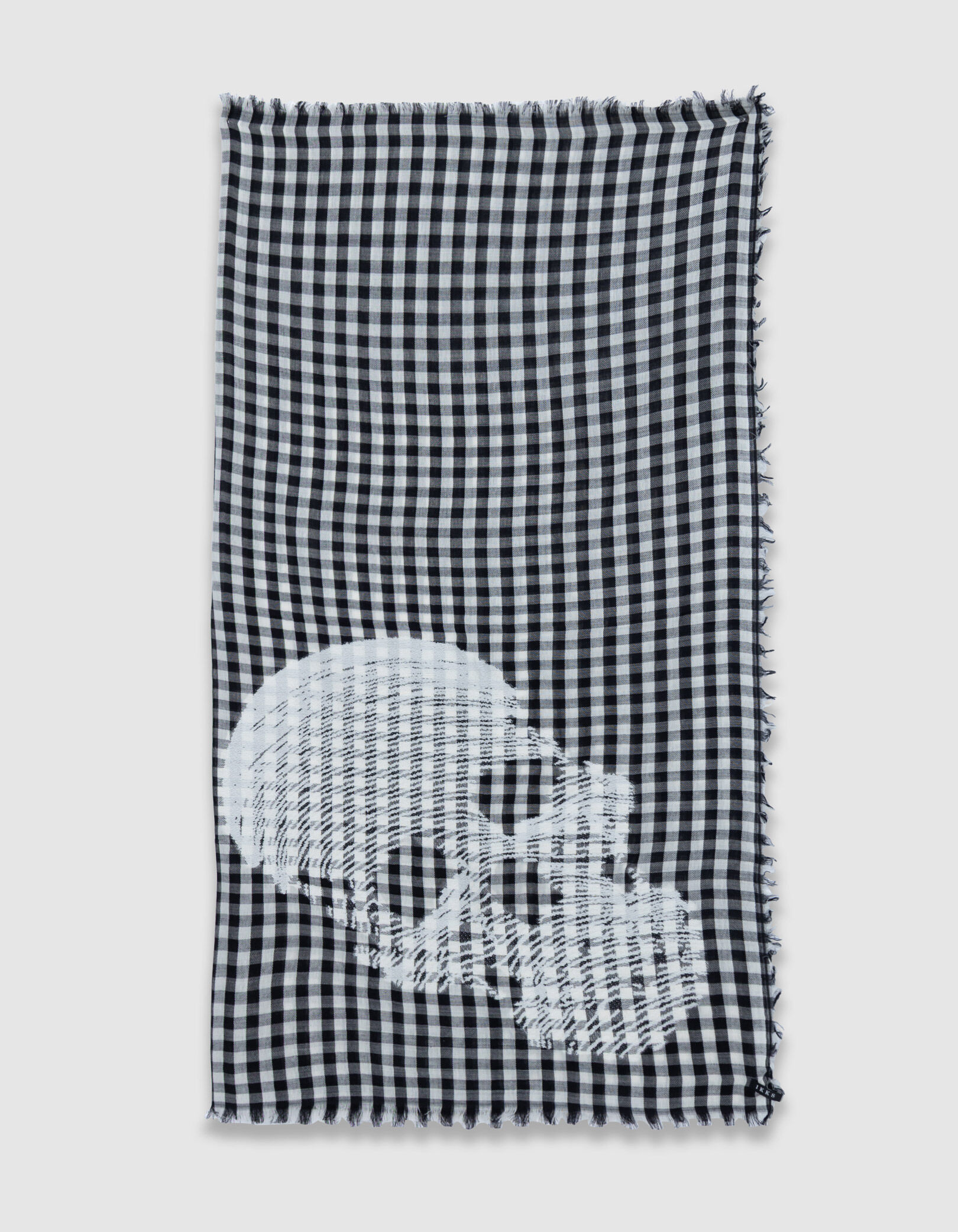 Foulard noir motif vichy jacquard tête-de-mort Femme