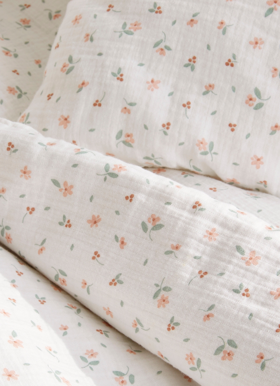 DRAP HOUSSE BÉBÉ EN GAZE DE COTON CHAMP��TRE ÉCRU