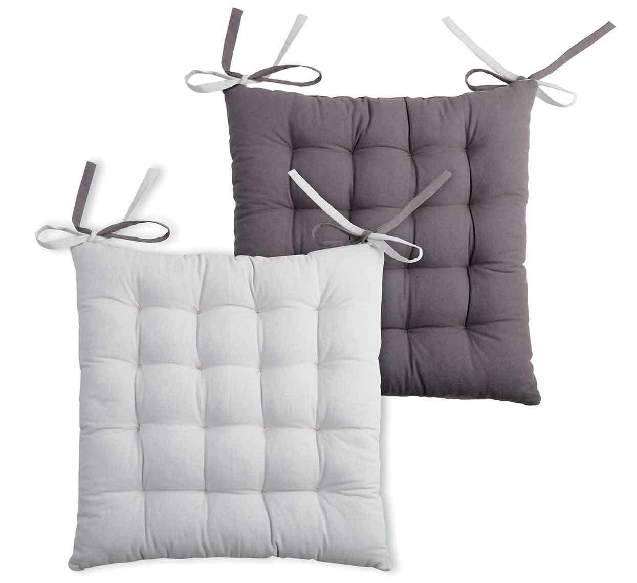 - Galette de chaise bicolore coton gris perle 40x40 cm