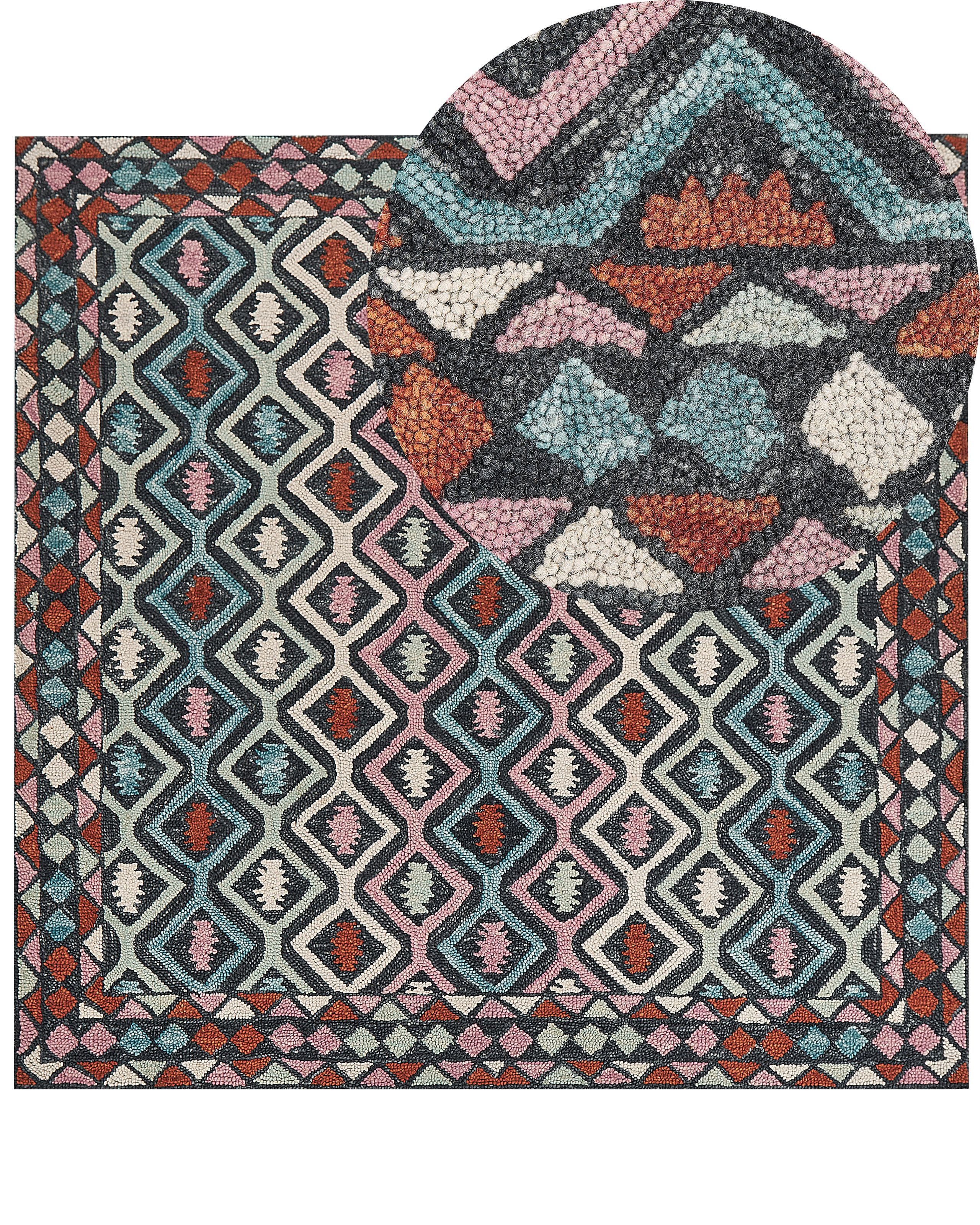 Wełniany dywan geometryczny wzór 200x200 cm