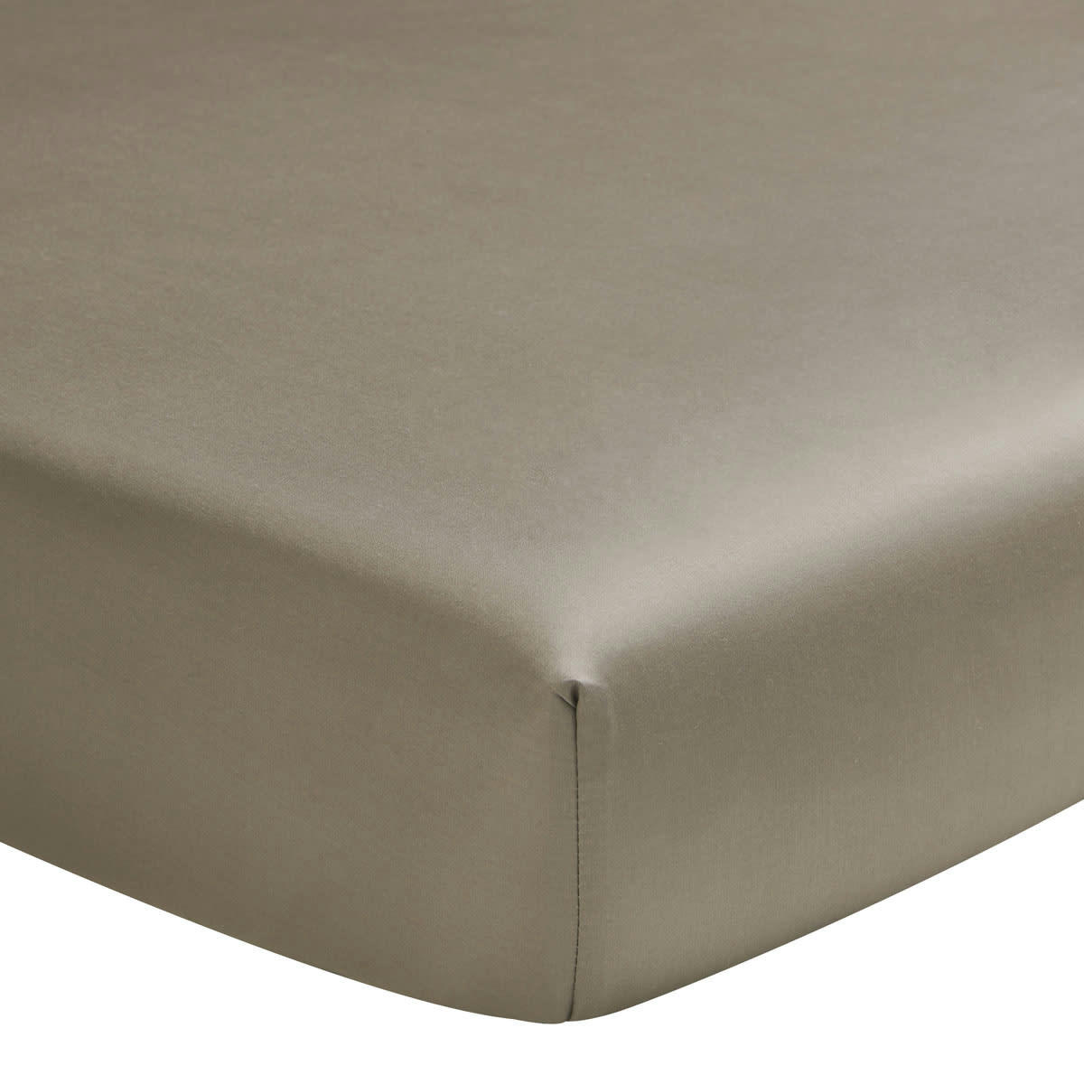 TEOPHILE - Drap housse en satin de coton hermine 200x200