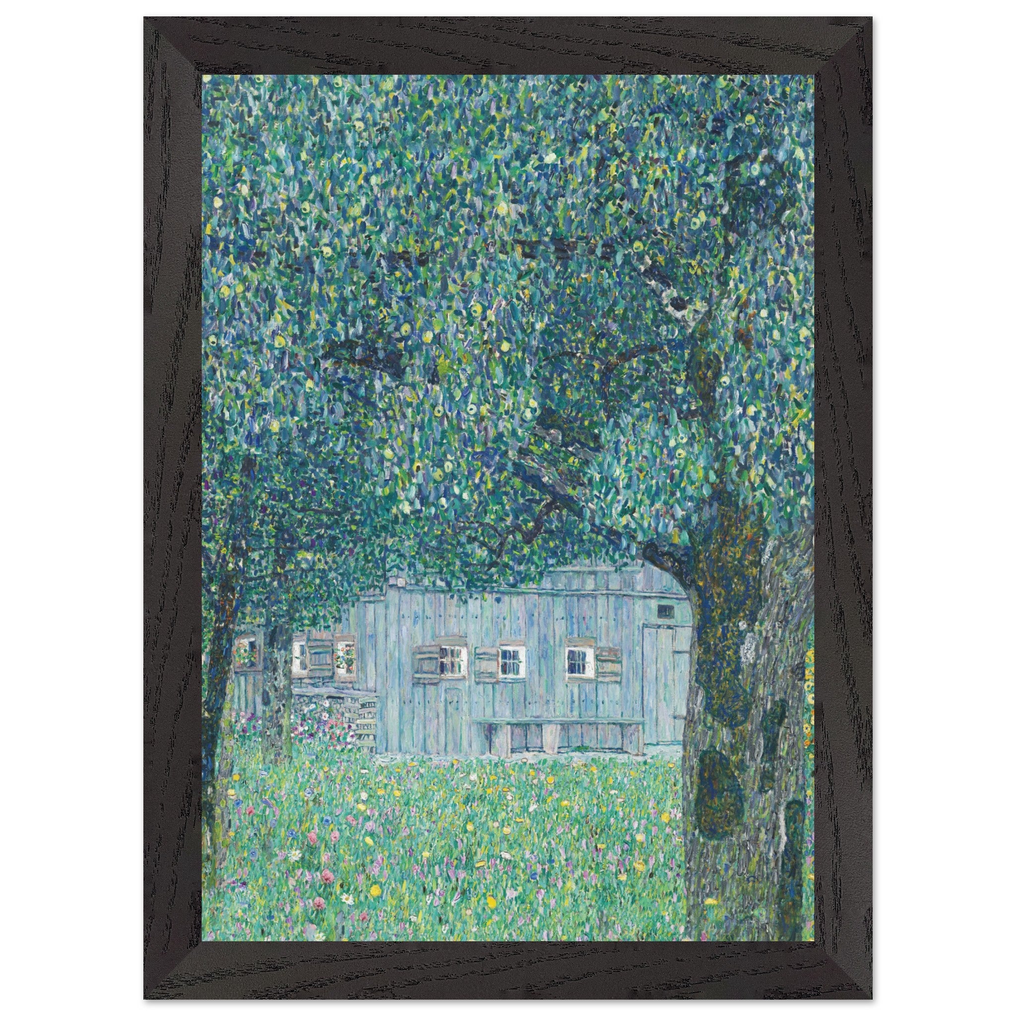 Artfulprints Poster met Lijst Gustav Klimt - Farmhouse in upper Austria  - A4 21x29.7 cm - Donkergroen