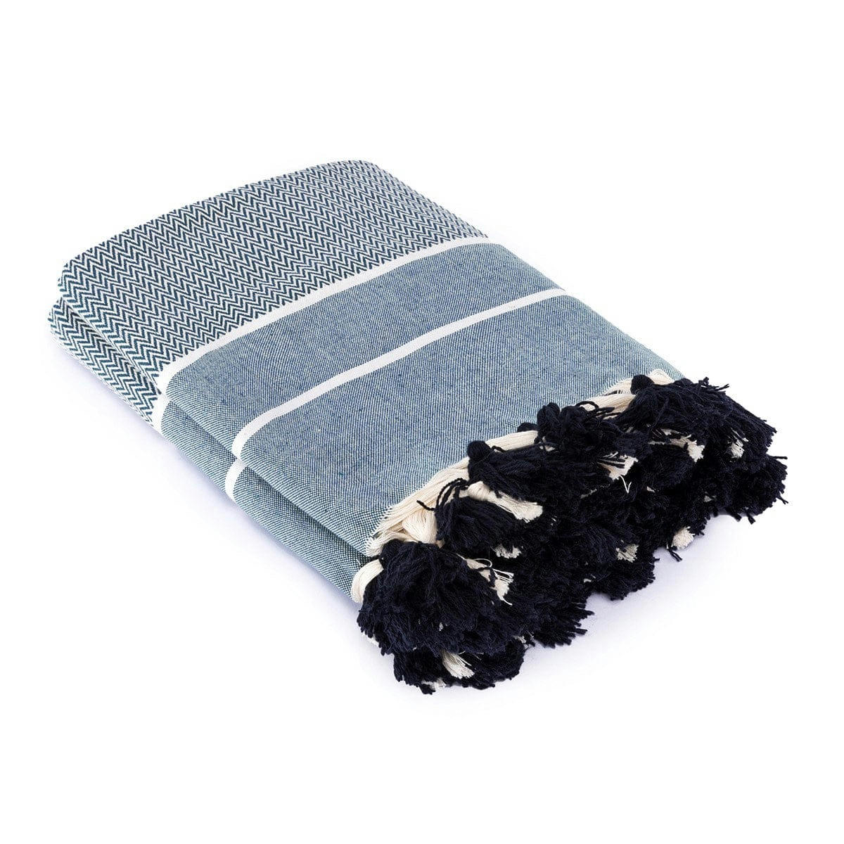 STOCKHOLM - Plaid coton  160x250 bleu pétrole