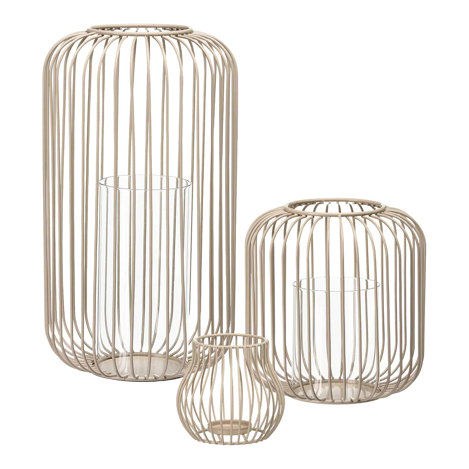 Windlicht-Set Taupe, 3 -tlg.