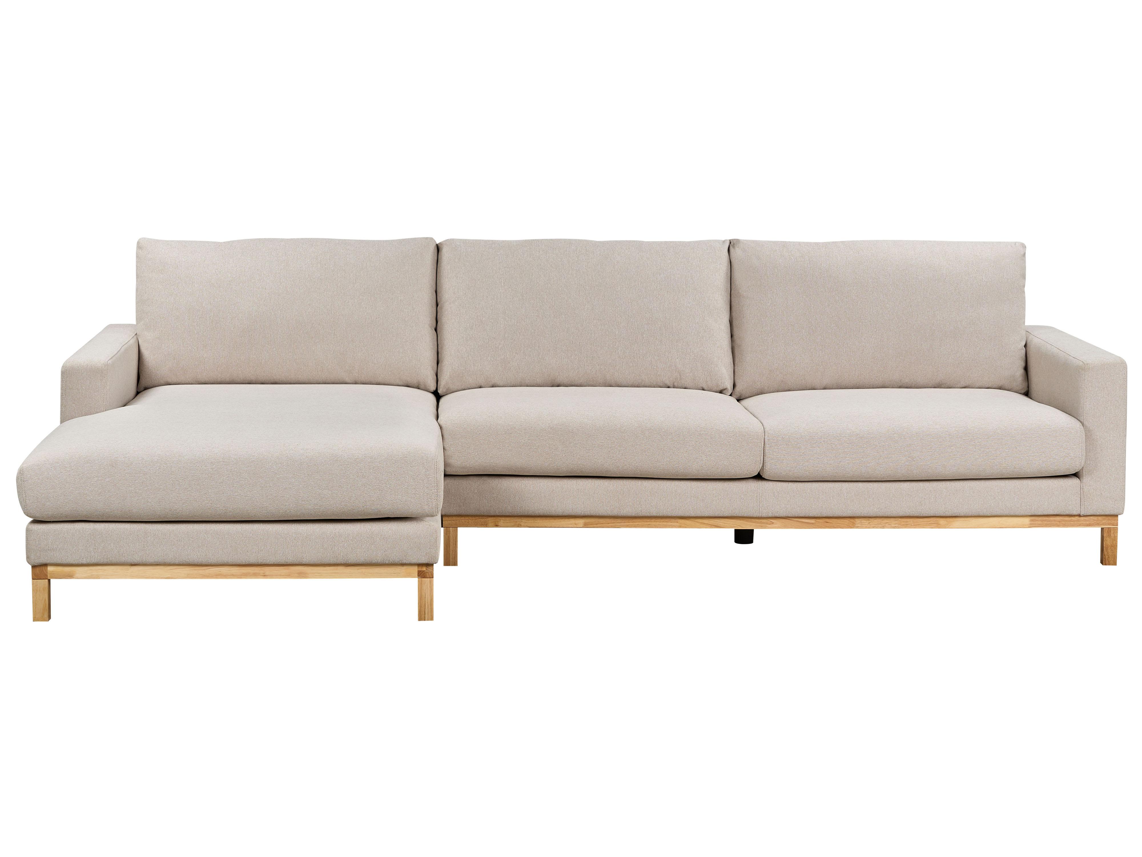 Corner Sofa 4 Seater SIGGARD Fabric Beige Left Hand