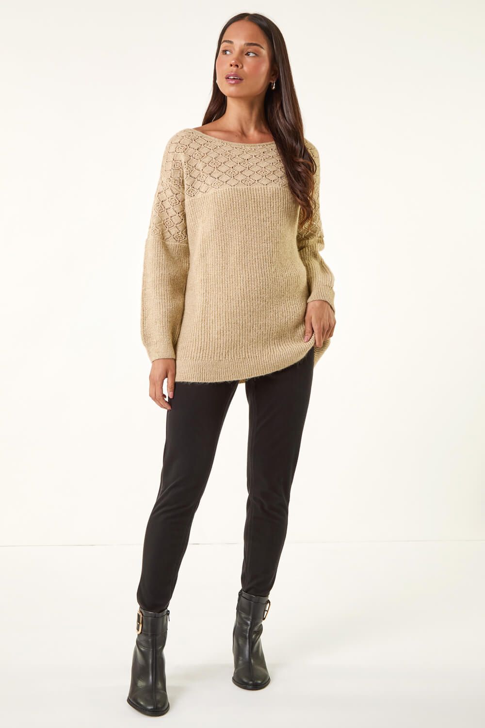 Roman Petite Metallic Contrast Knit Jumper
