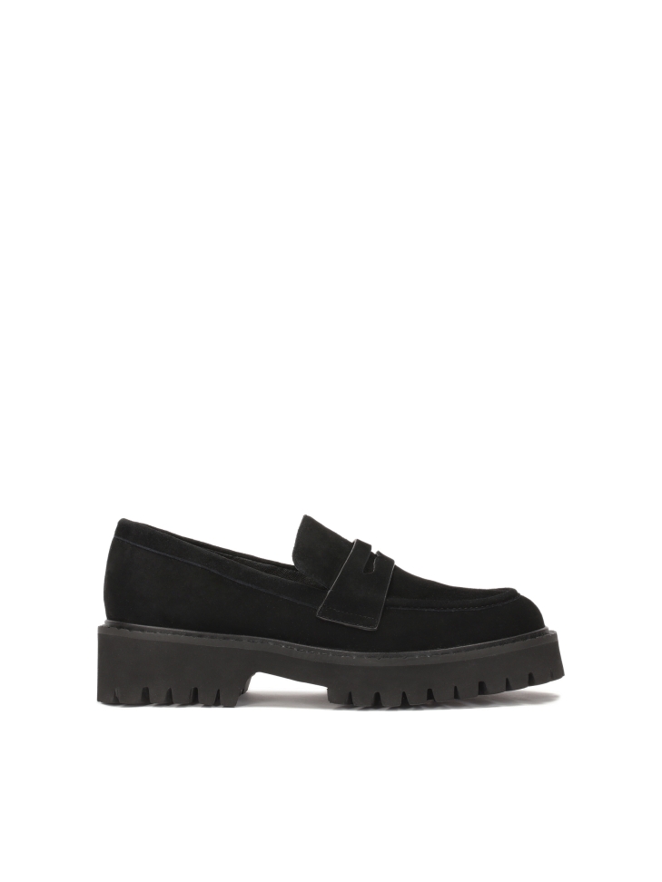Suede black slip-on shoes