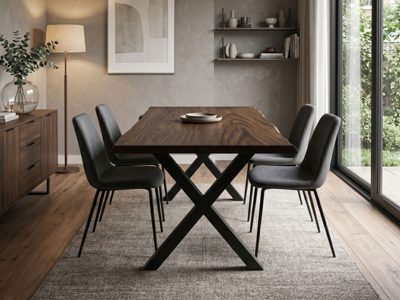 Stół 160x90 dębowy Natur Live Edge – naturalna krawędź, kolor dąb Chocolate