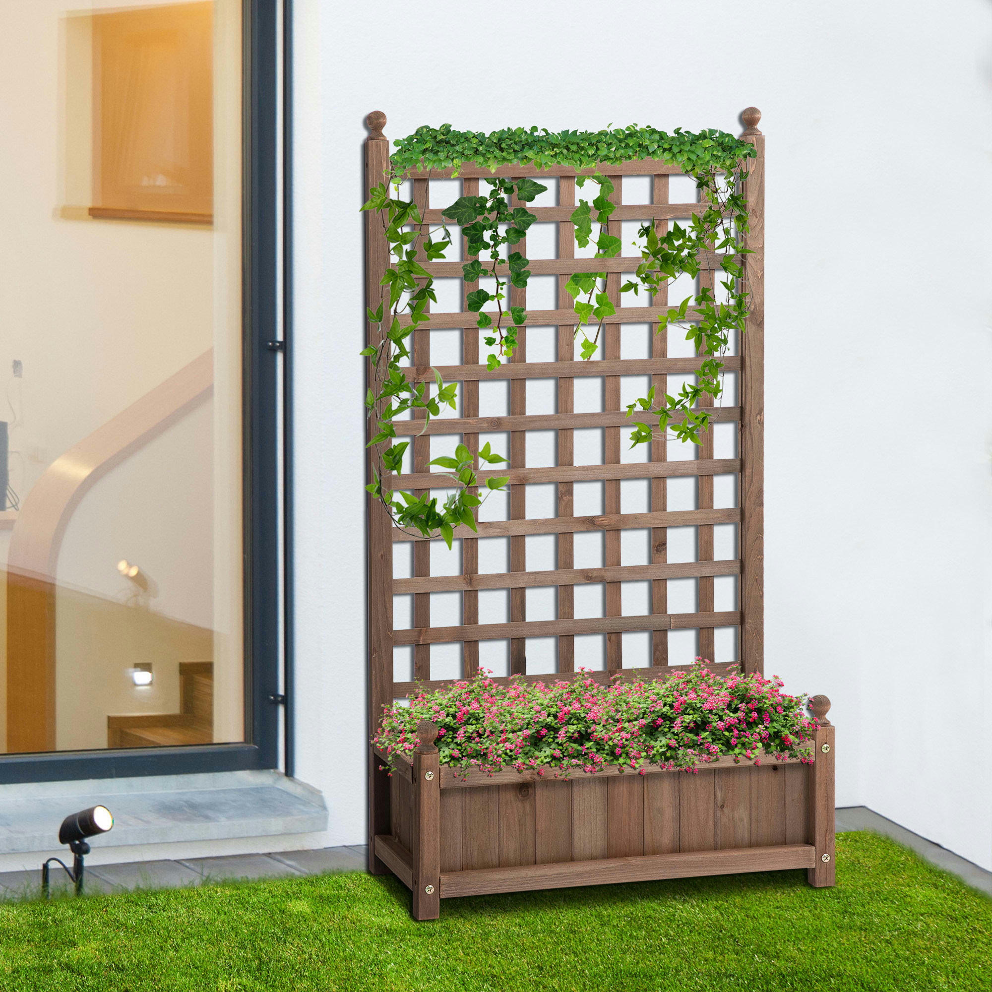 - Jardinière sur pieds inserts d'irrigation bois sapin traité