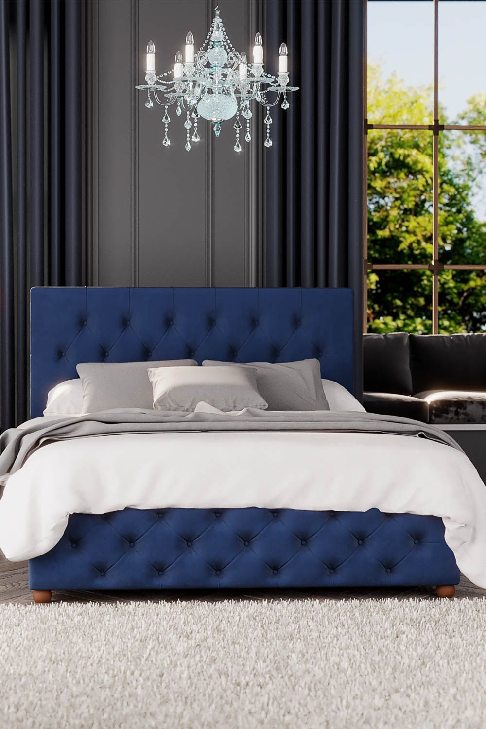 Laurence Llewelyn-Bowen Luna Ottoman Storage Bed in Plush Velvet Fabric, Custom Made