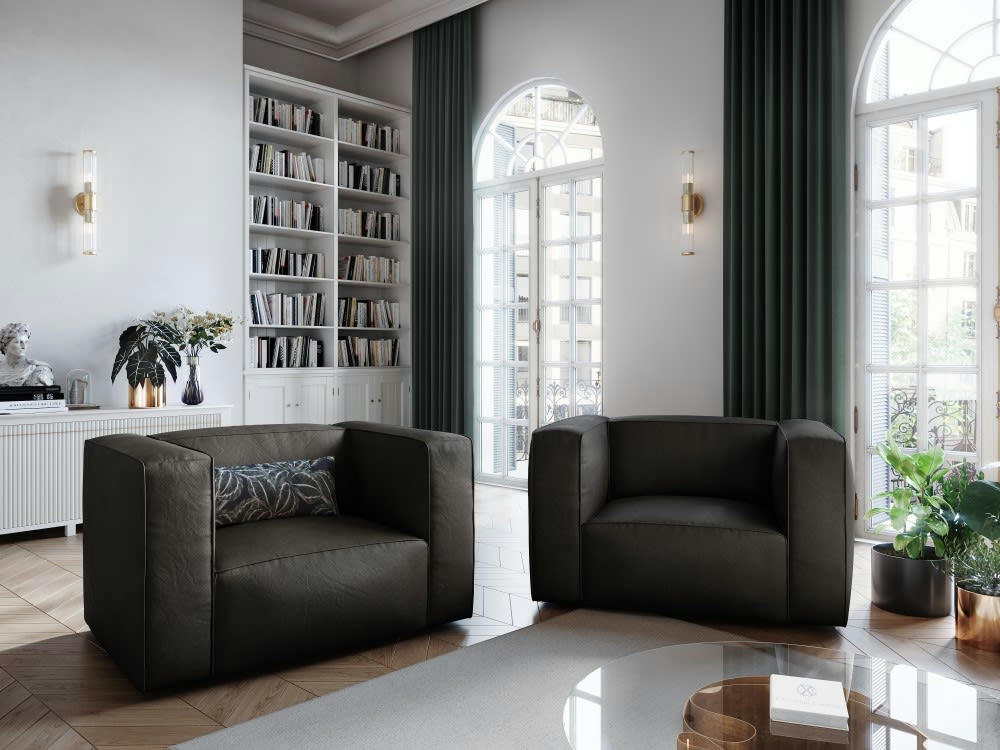 MUSE - Fauteuil 1 place XL en cuir noir