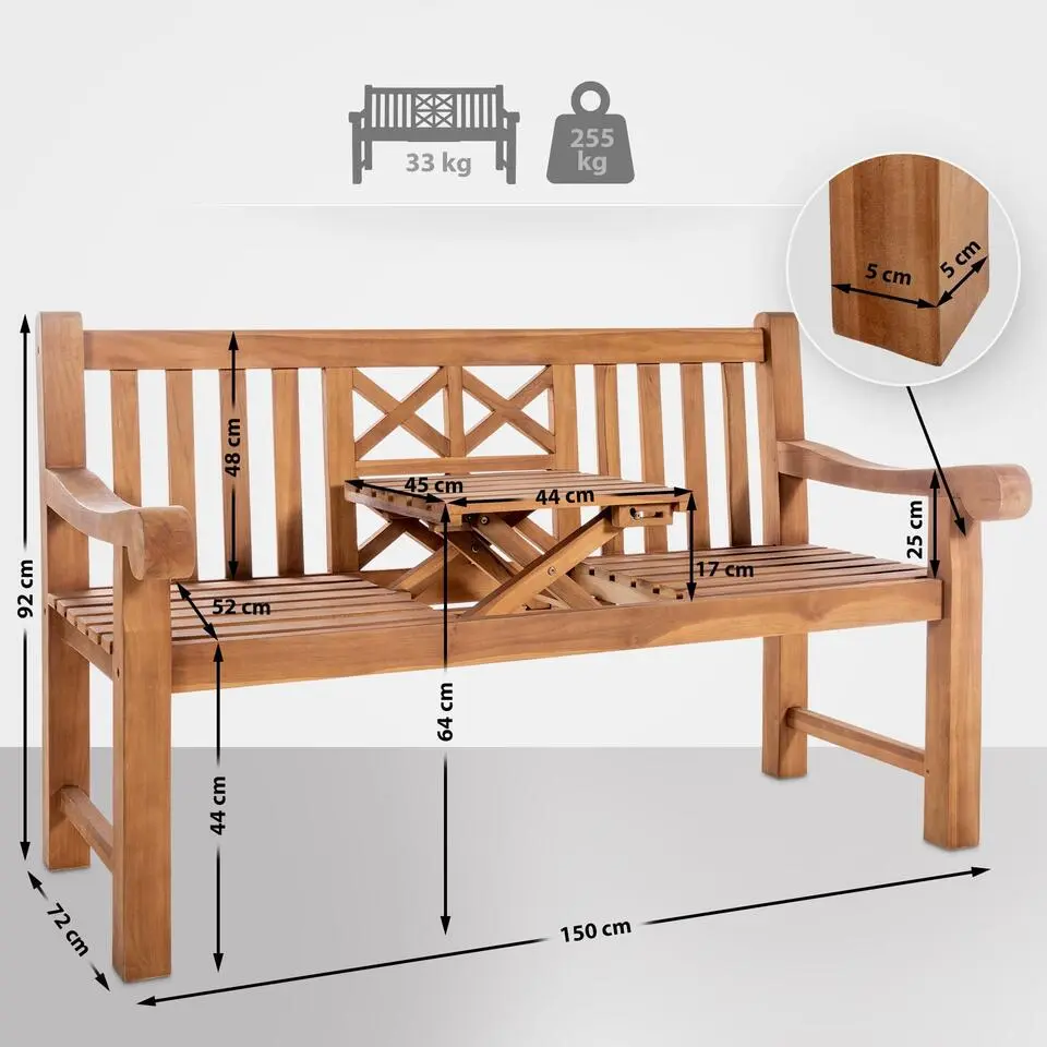 CLP Teakbank Luka 150 cm