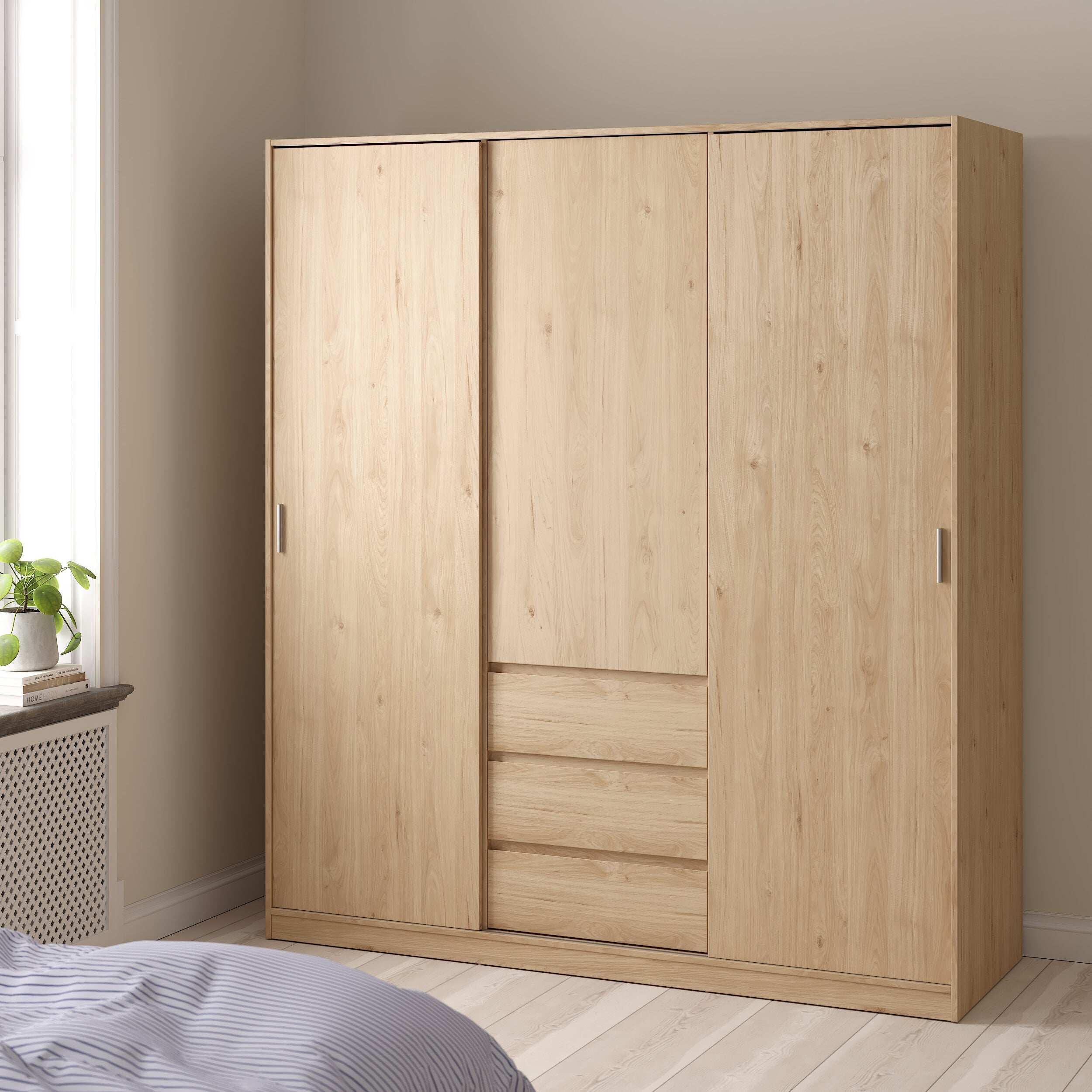 by fonQ basic Slide Kledingkast - B 177 cm - Eiken