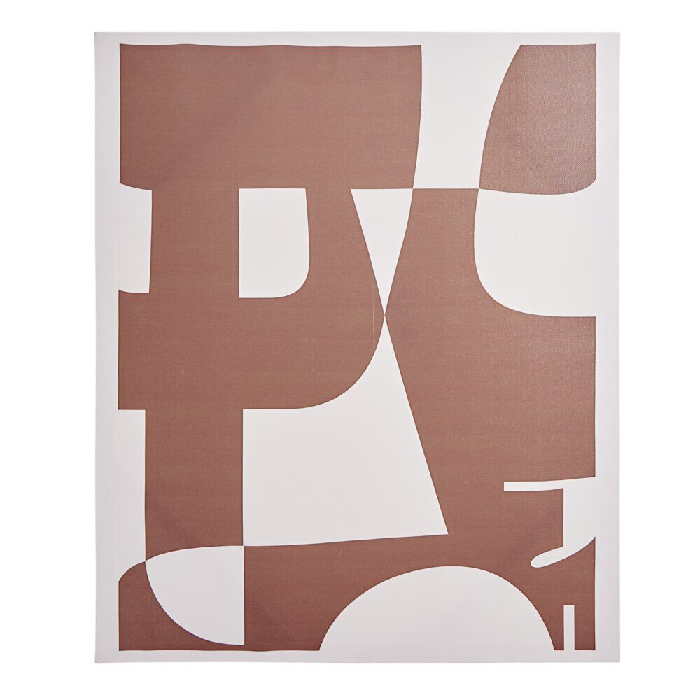 Tableau décoratif rectangulaire motif abstrait beige et marron 50x60cm (2 modèles)