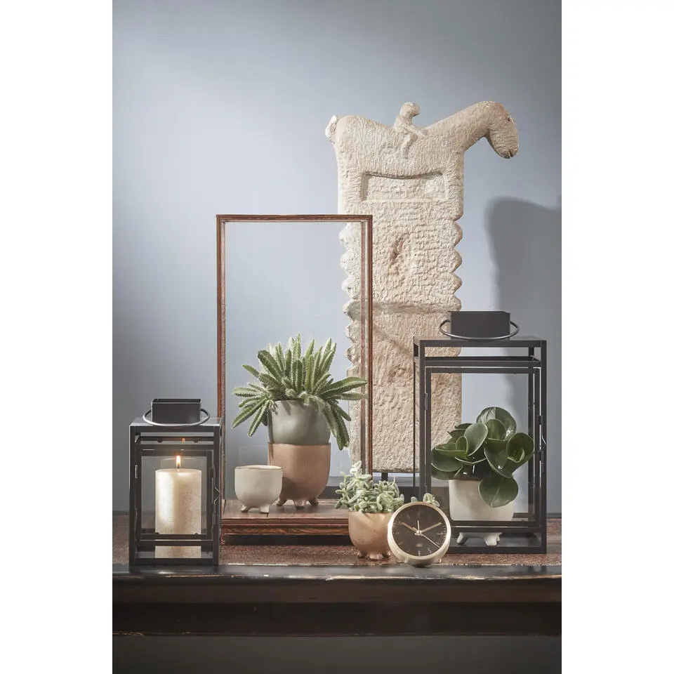 Mica Decorations Storm Lantaarn - L13,5 x B13 x H23 cm - Zwart