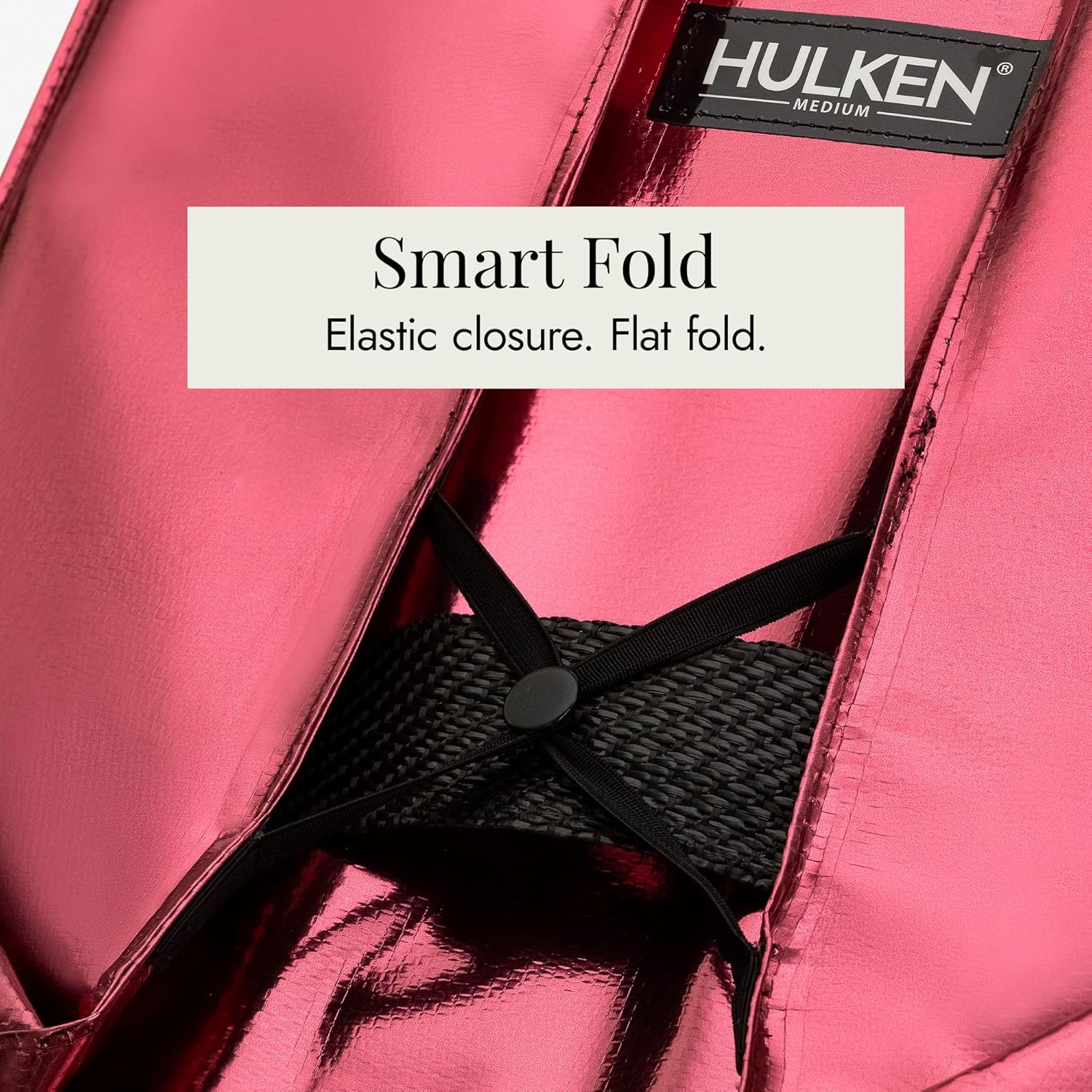 HULKEN (Small, Cosmic Red) Reusable Grocery Bag On Wheels, Shopping Trolley, Rolling Tote, Zipper Closure, Lightweight, Carries Up to 66 lb, Folds Flat